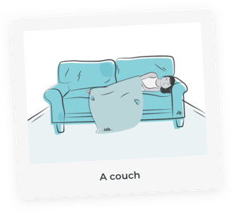 A child sleeping on a couch